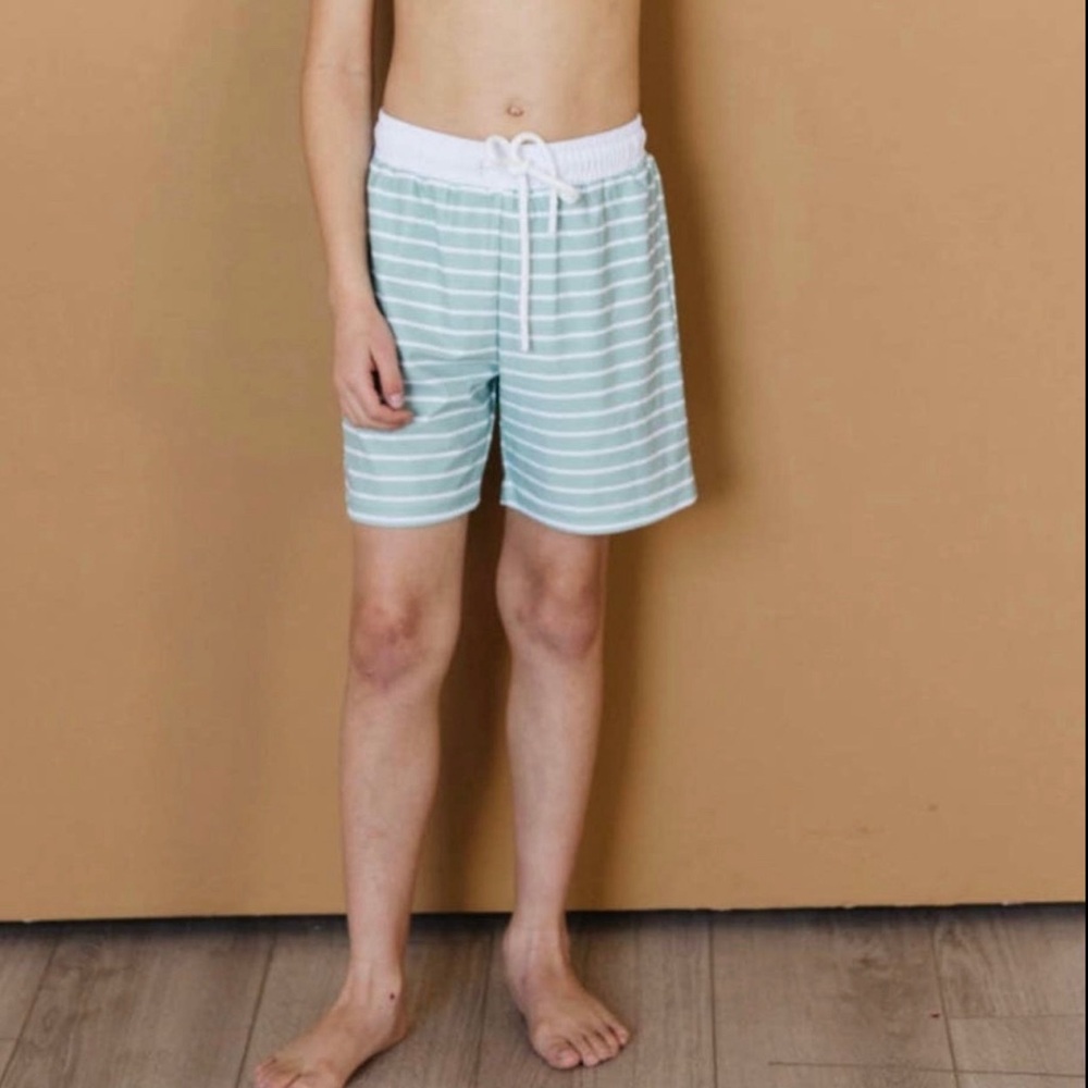 Sage Stripes Boys Swim shorts